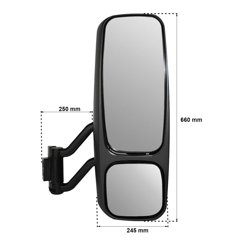 Espelho-Retrovisor-Manual-Direito-Completo-sem-Desembacador-Volvo-FH12-FM12-NH12
