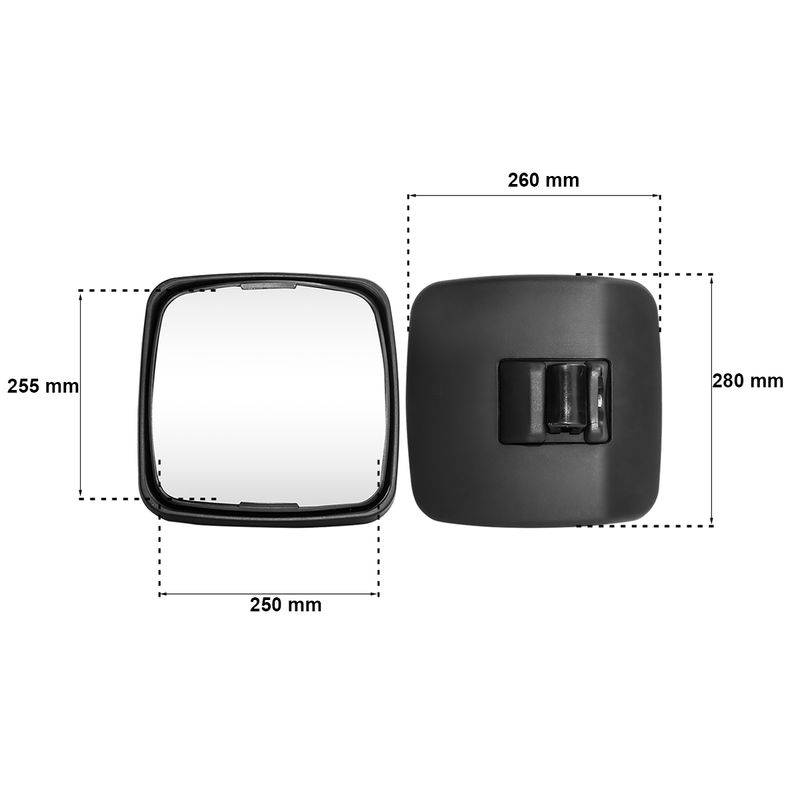 Espelho-Retrovisor-Direito-Completo-Manual-Convexo-com-Braco-Suporte-Ford-Cargo