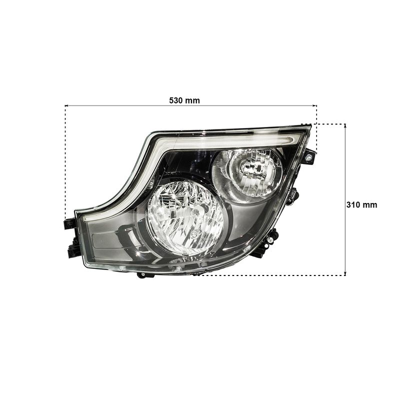 Farol-Direito-Com-Led-DRL-Posicao-Mascara-Negra-Mercedes-benz-Actros-