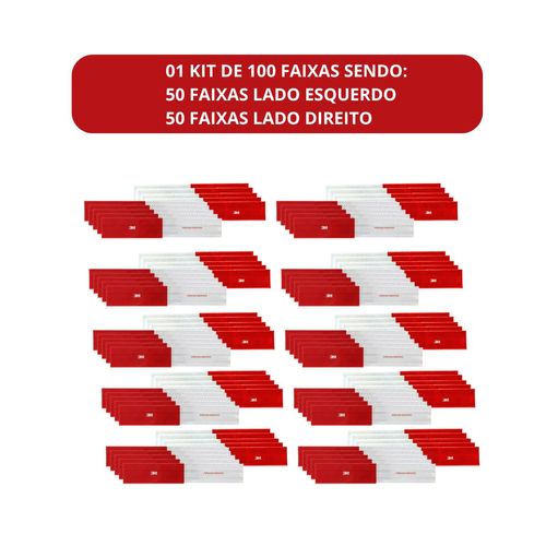 Kit 100 Faixas Refletivas Laterais Direita e Esquerda Conspicuity 50x305mm