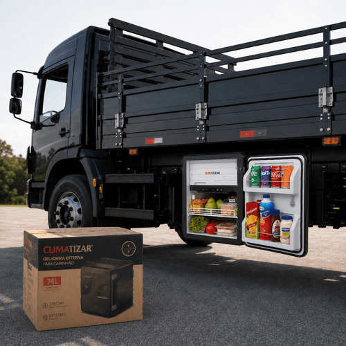 Geladeira Externa Caminhão 74L Bivolt 12V 24V Climatizar